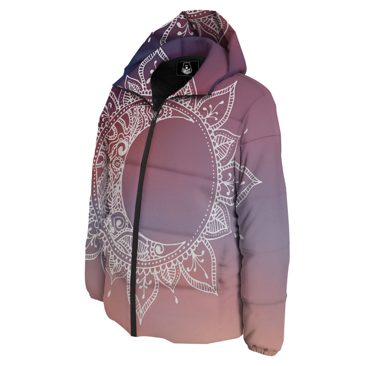 Sun Mandala Print Down Jacket-grizzshop