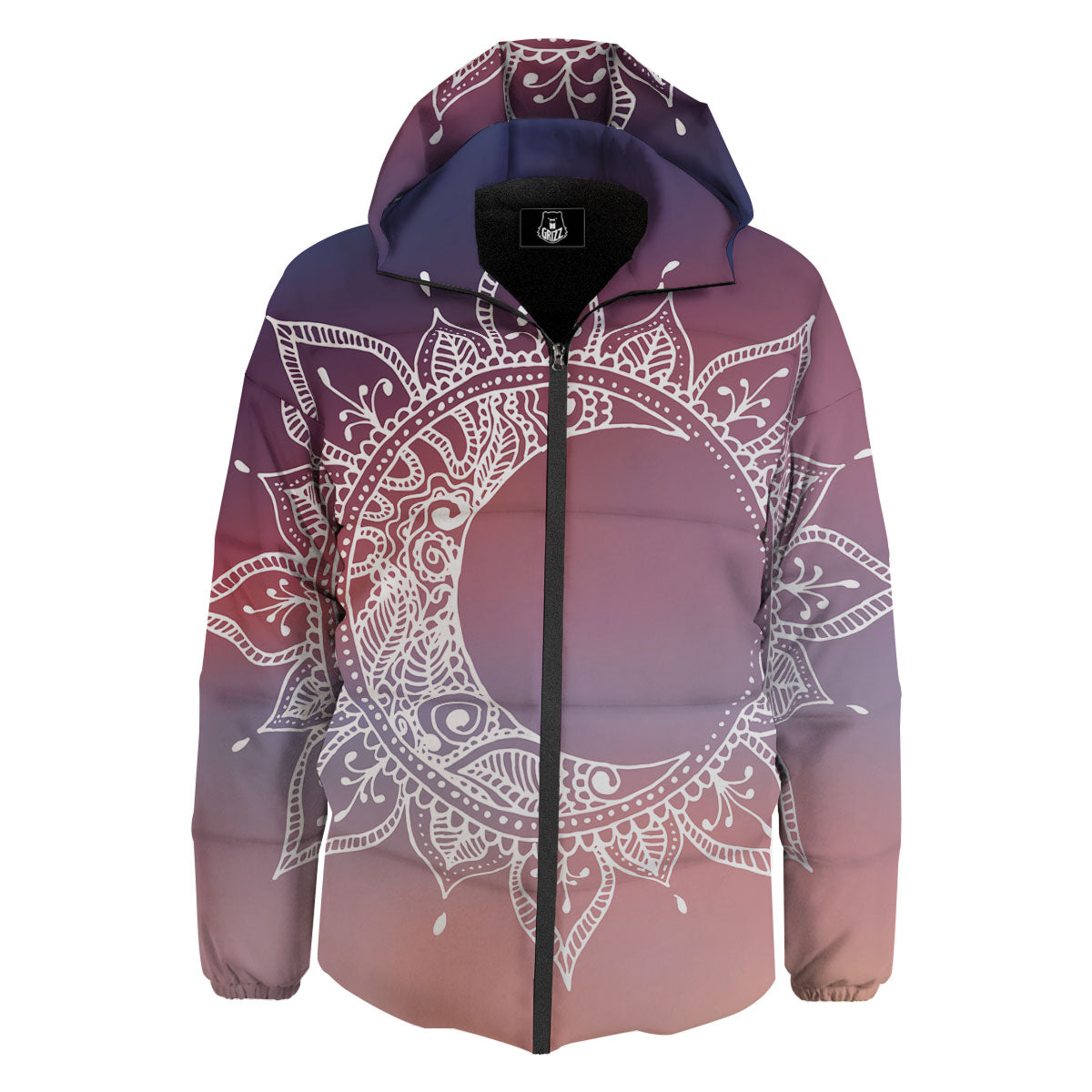 Sun Mandala Print Down Jacket-grizzshop