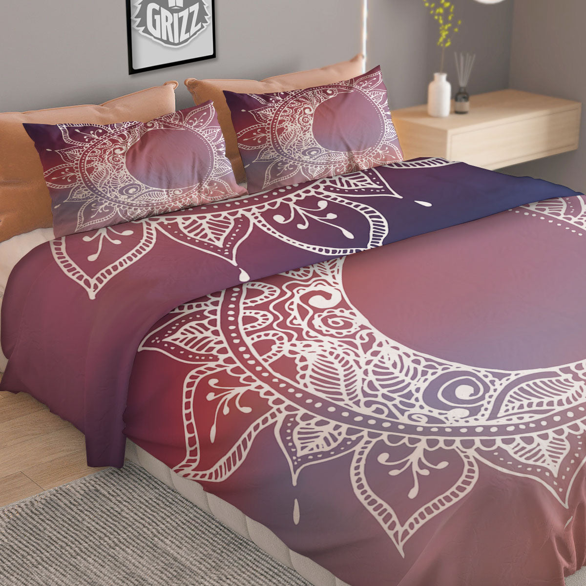 Sun Mandala Print Duvet Cover Bedding Set