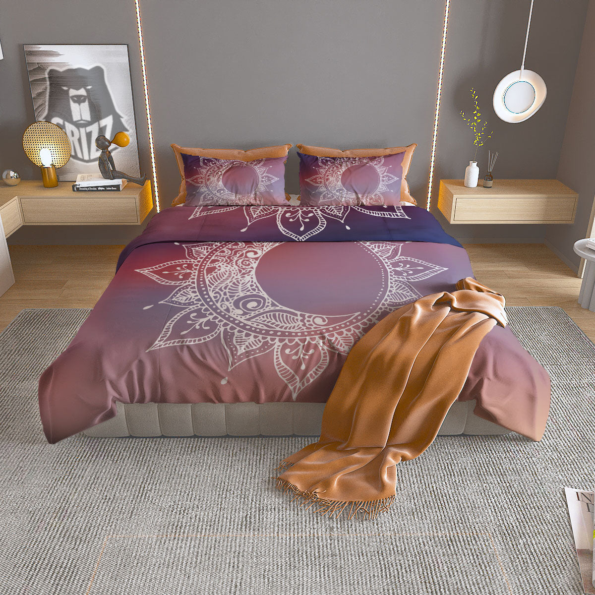 Sun Mandala Print Duvet Cover Bedding Set