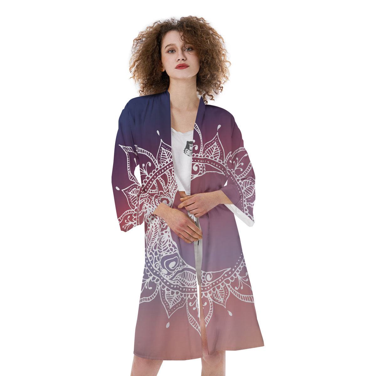 Sun Mandala Print Kimono-grizzshop