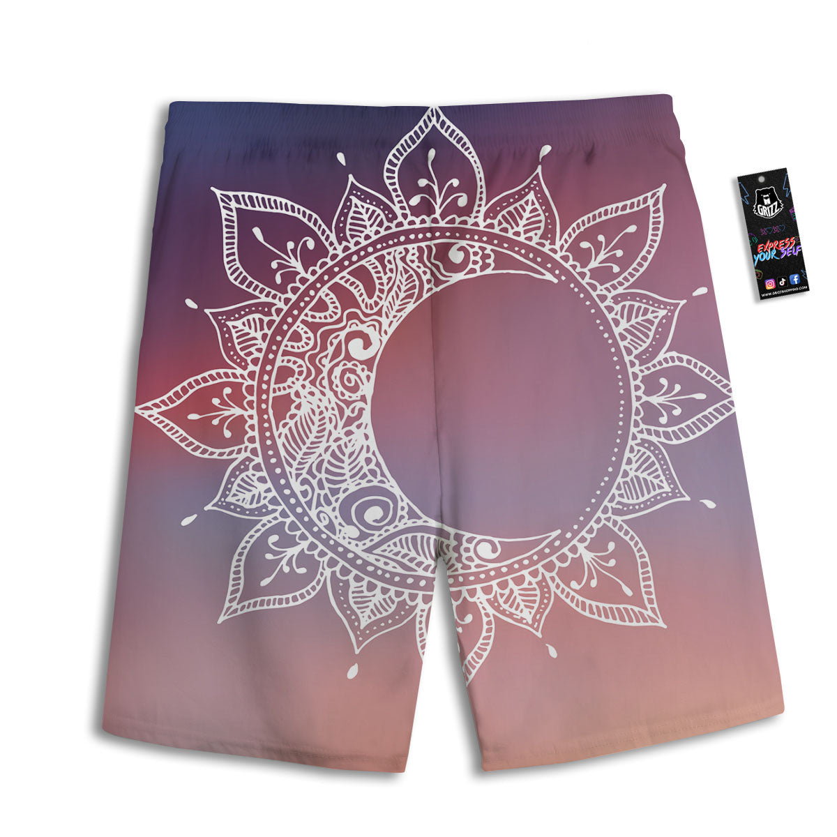 Sun Mandala Print Men's Athletic Shorts