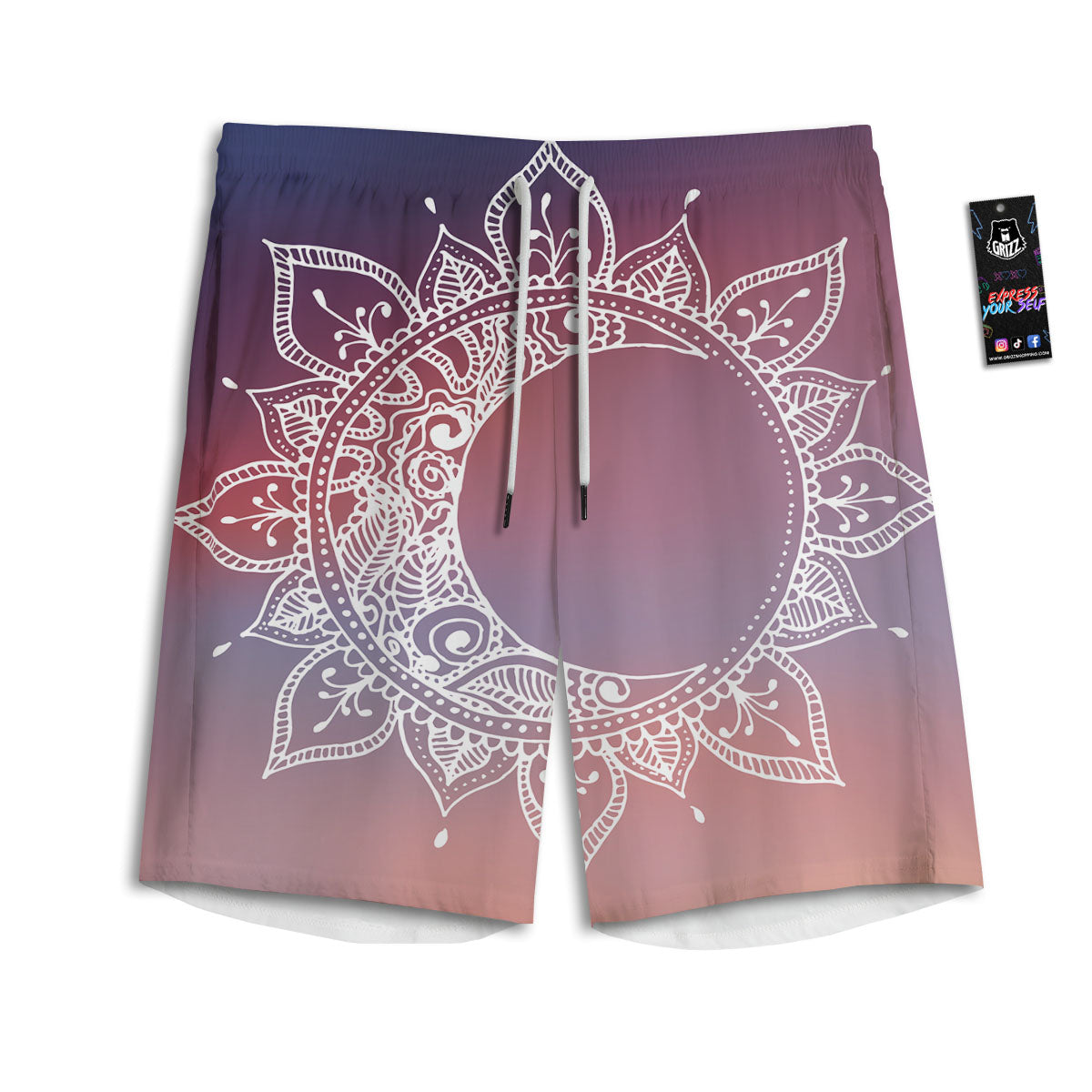 Sun Mandala Print Men's Athletic Shorts