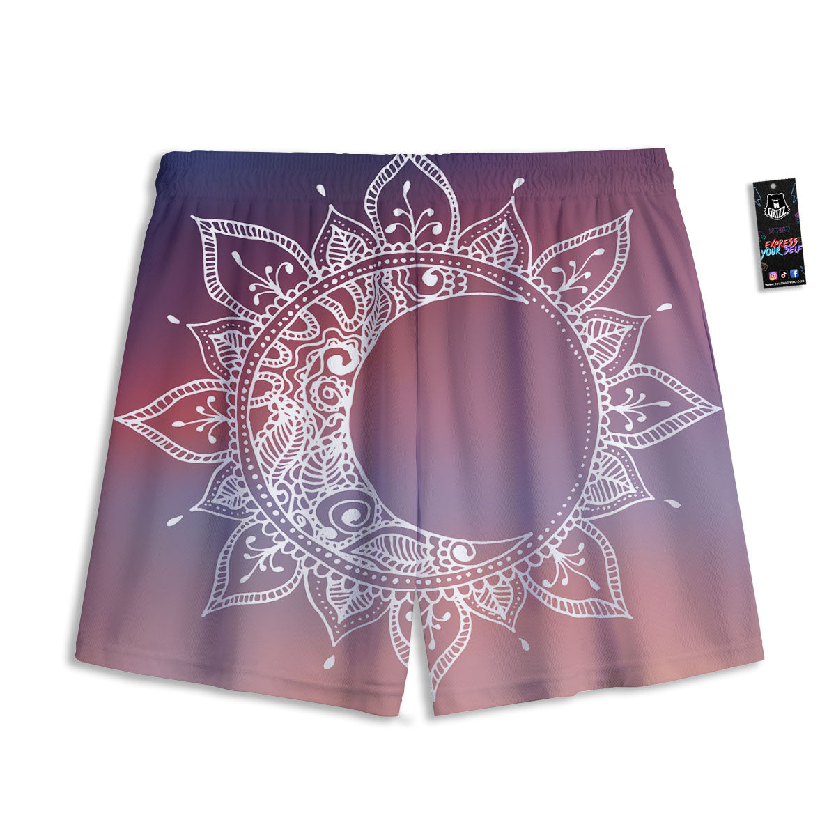 Sun Mandala Print Mesh Shorts