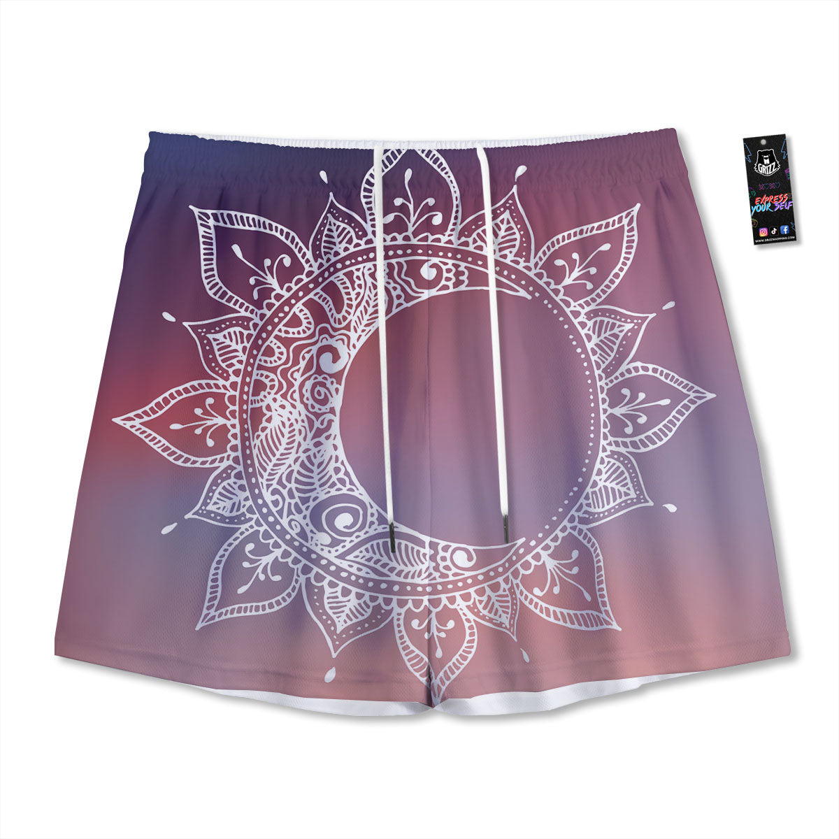 Sun Mandala Print Mesh Shorts