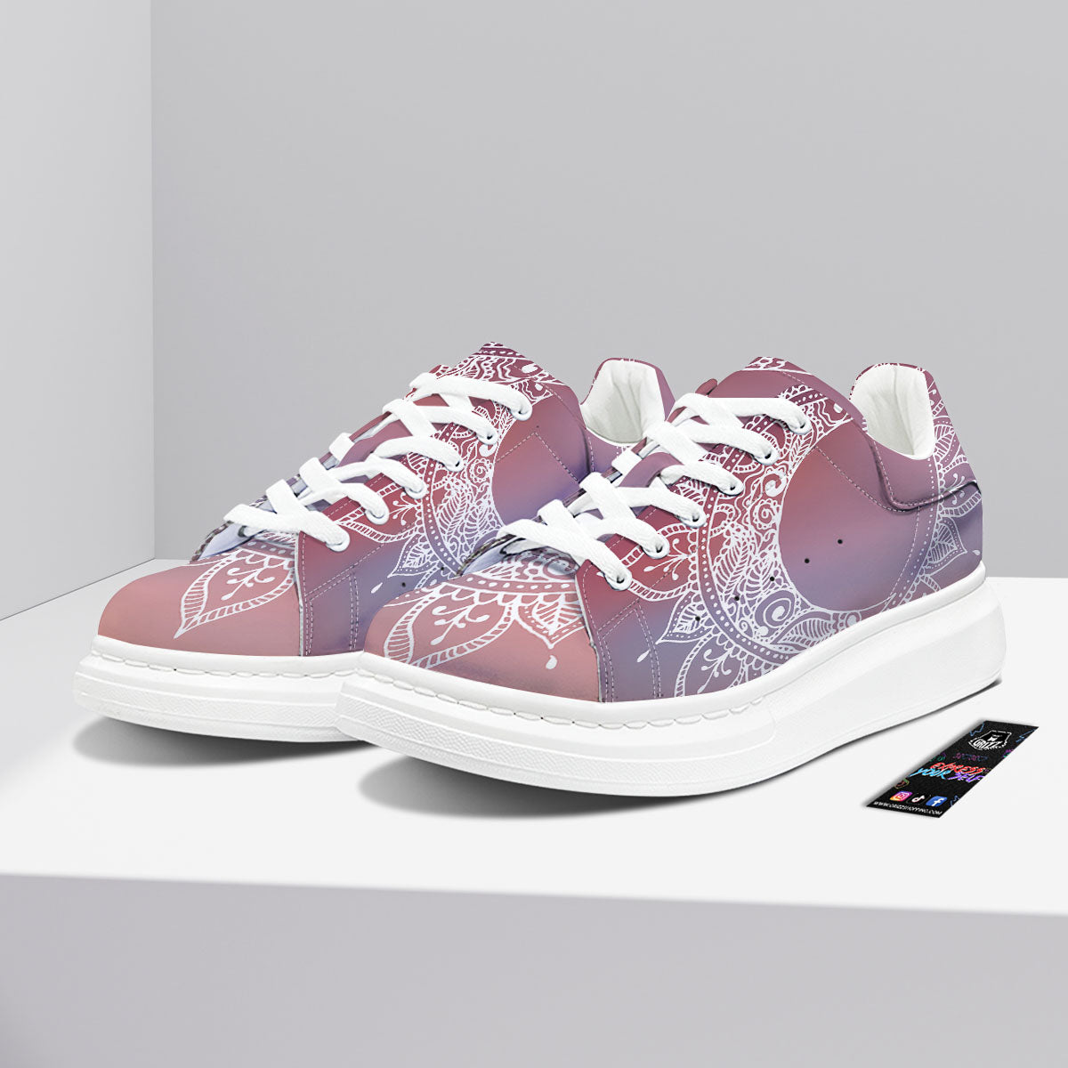 Sun Mandala Print Platform Shoes-grizzshop