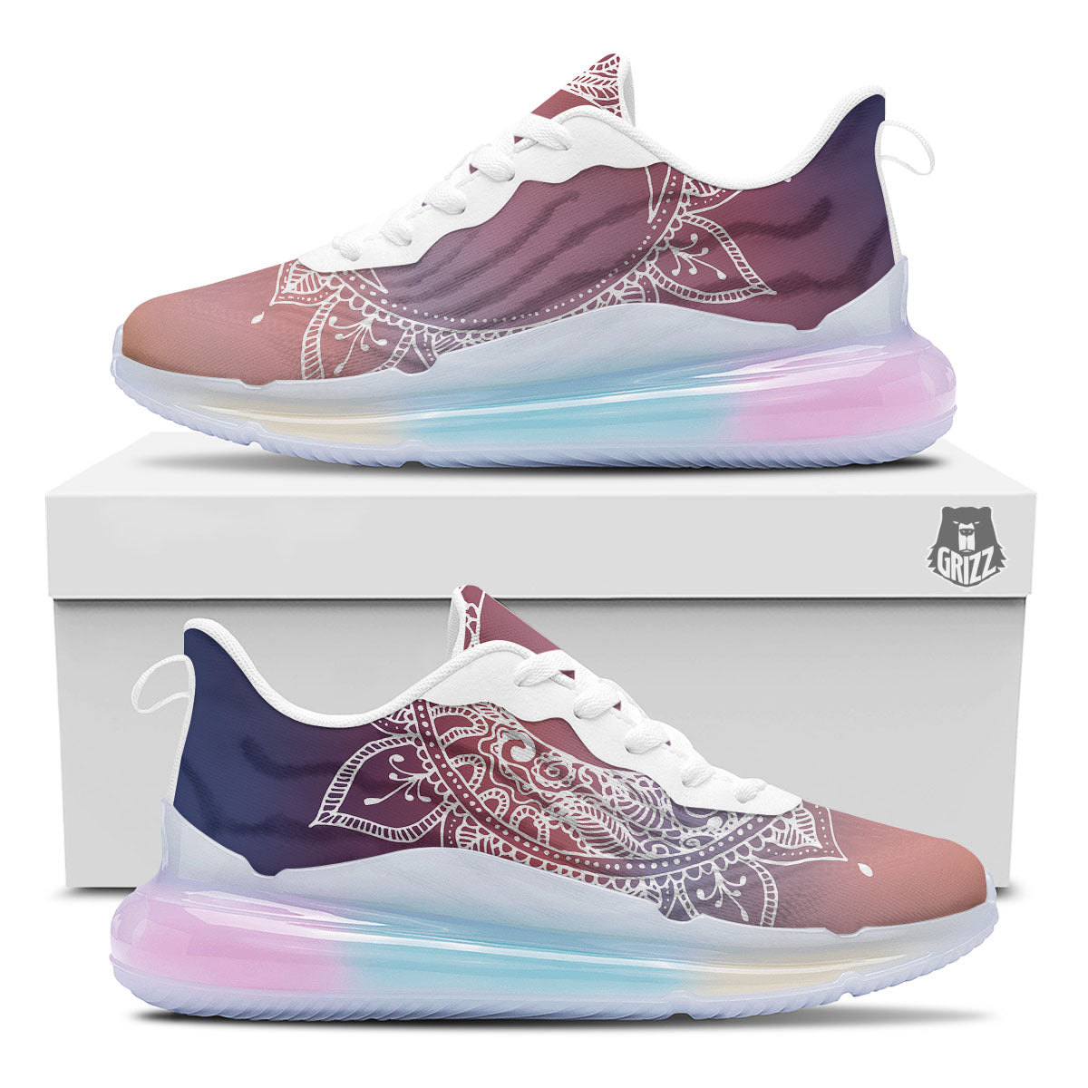 Sun Mandala Print Running Sneakers-grizzshop