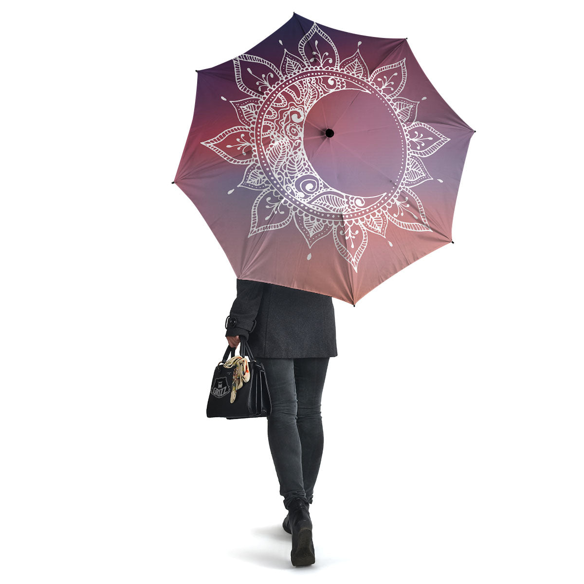 Sun Mandala Print Umbrella-grizzshop