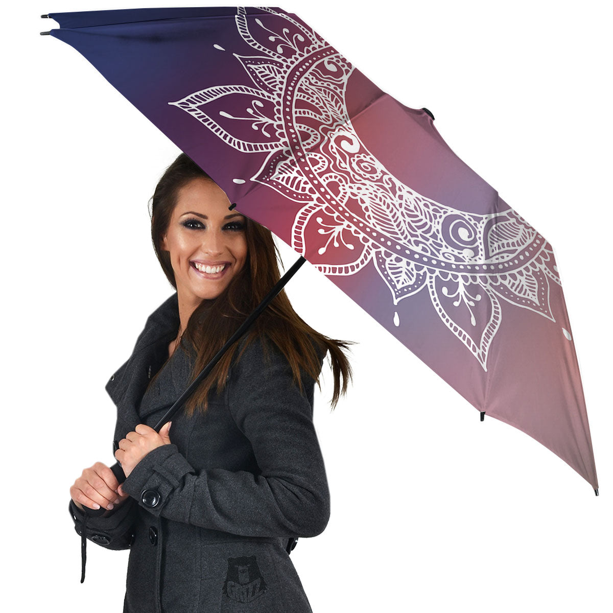 Sun Mandala Print Umbrella-grizzshop