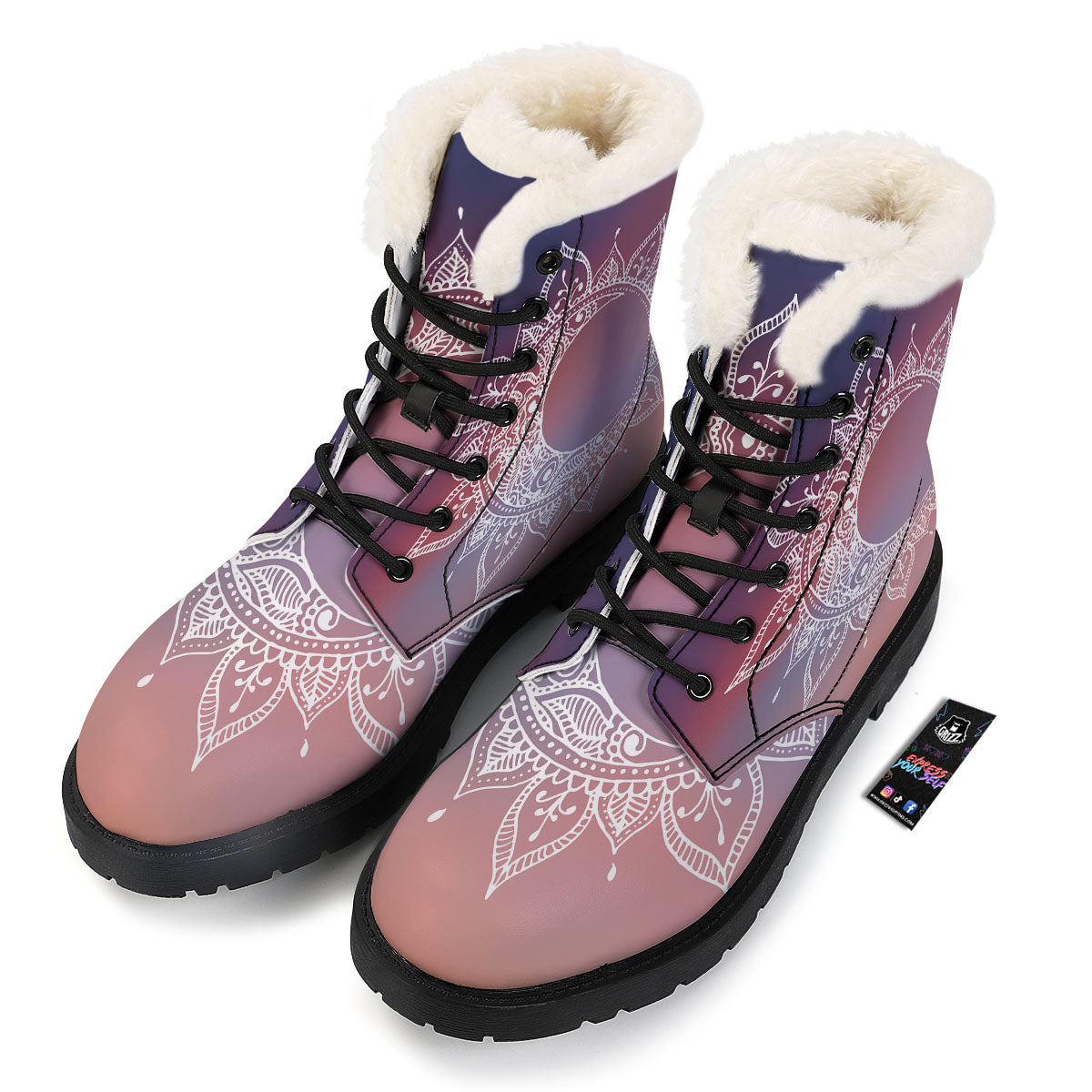 Sun Mandala Print Winter Boots-grizzshop