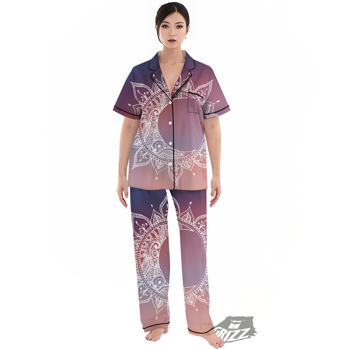 Sun Mandala Print Women's Pajamas Set-grizzshop