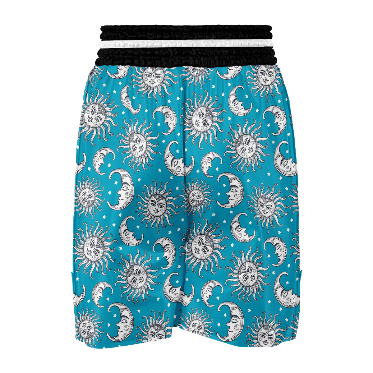 Sun Moon Blue Pattern Print Boxing Shorts-grizzshop