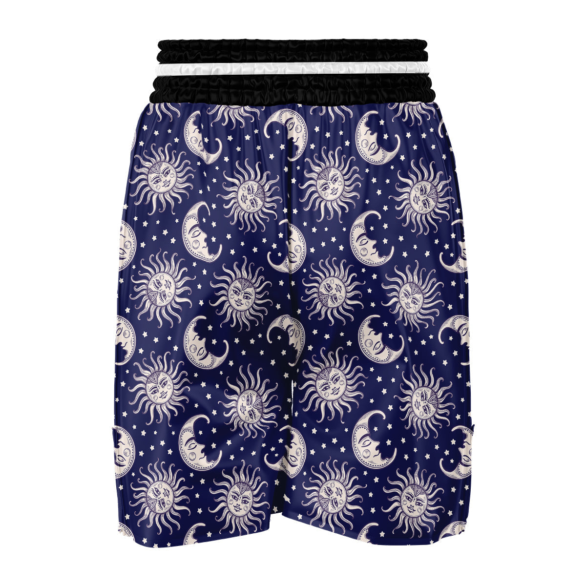 Sun Moon Celestial Pattern Print Boxing Shorts-grizzshop