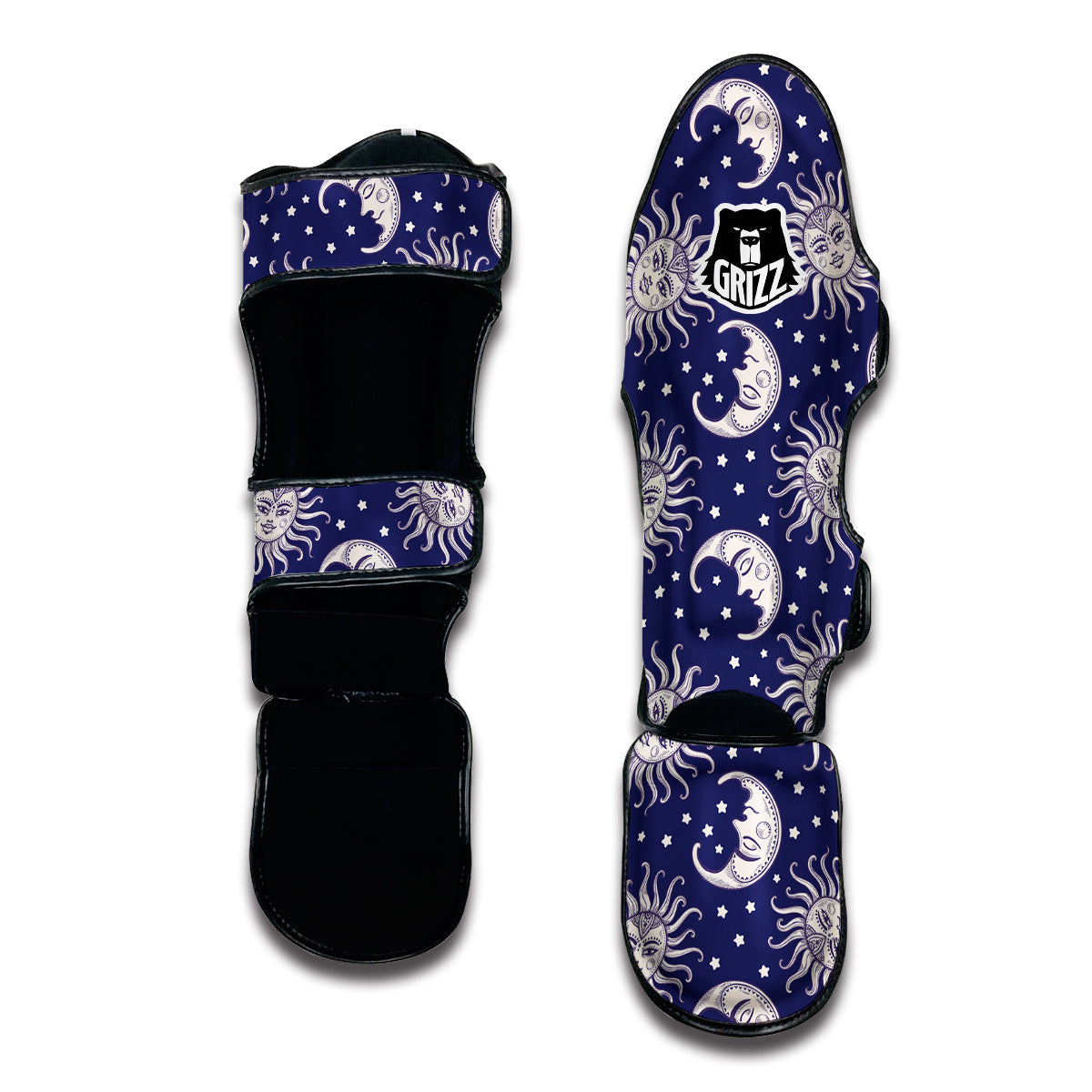 Sun Moon Celestial Pattern Print Muay Thai Shin Guards-grizzshop