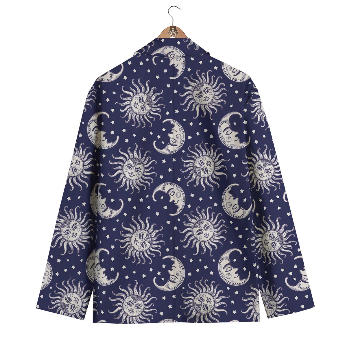 Sun Moon Pattern Print Men's Blazer-grizzshop