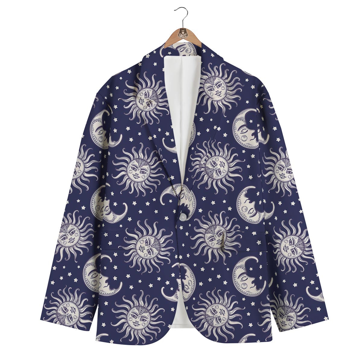 Sun Moon Pattern Print Men's Blazer-grizzshop