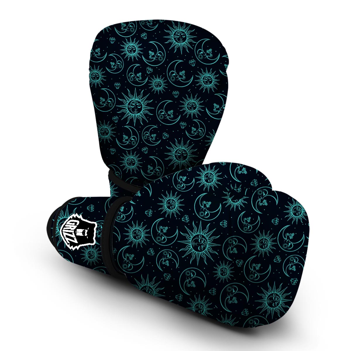 Sun Moon Print Pattern Boxing Gloves-grizzshop