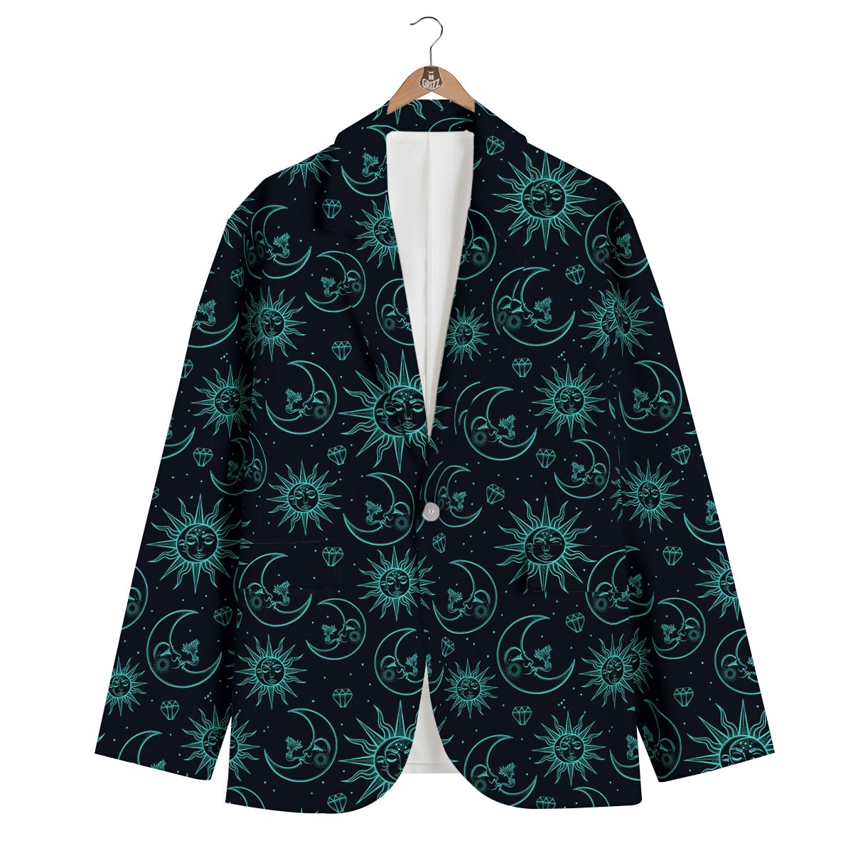 Sun Moon Print Pattern Men's Blazer-grizzshop