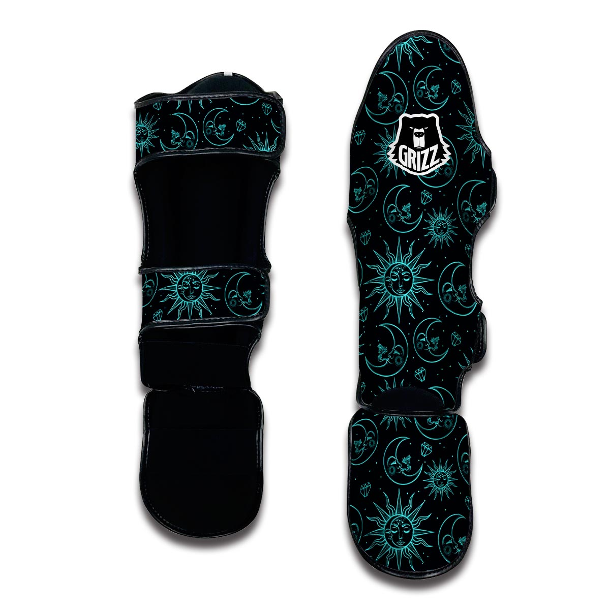 Sun Moon Print Pattern Muay Thai Shin Guards-grizzshop