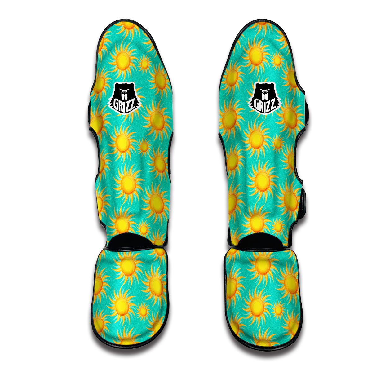 Sun Pattern Print Muay Thai Shin Guards-grizzshop