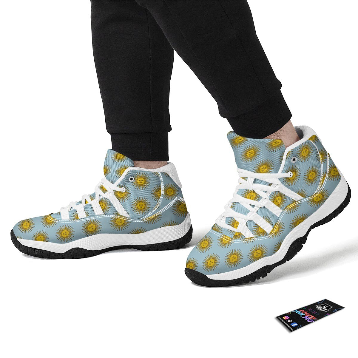 Sun Print Pattern White Bball Shoes-grizzshop