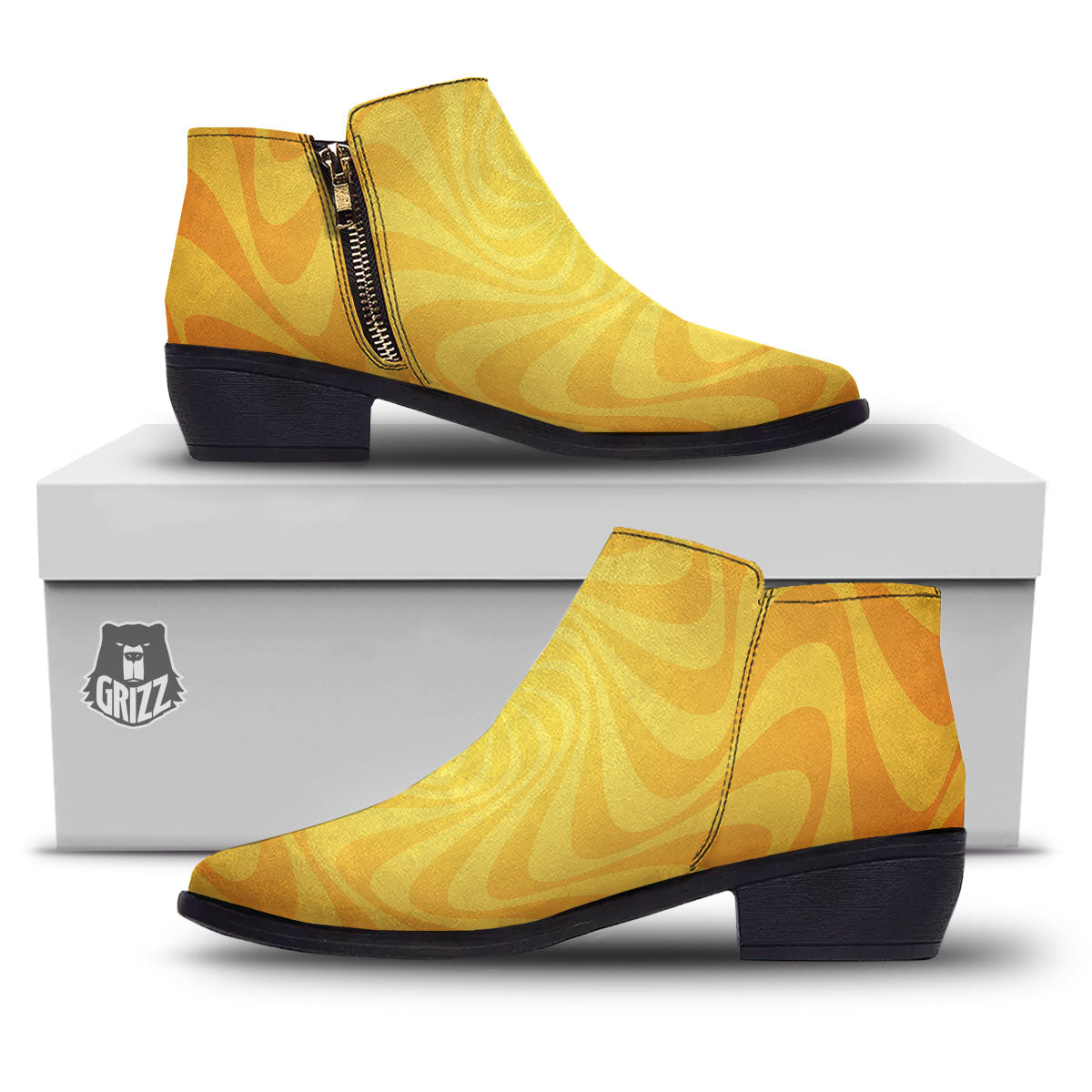 Sun Psychedelic Burning Print Ankle Boots-grizzshop