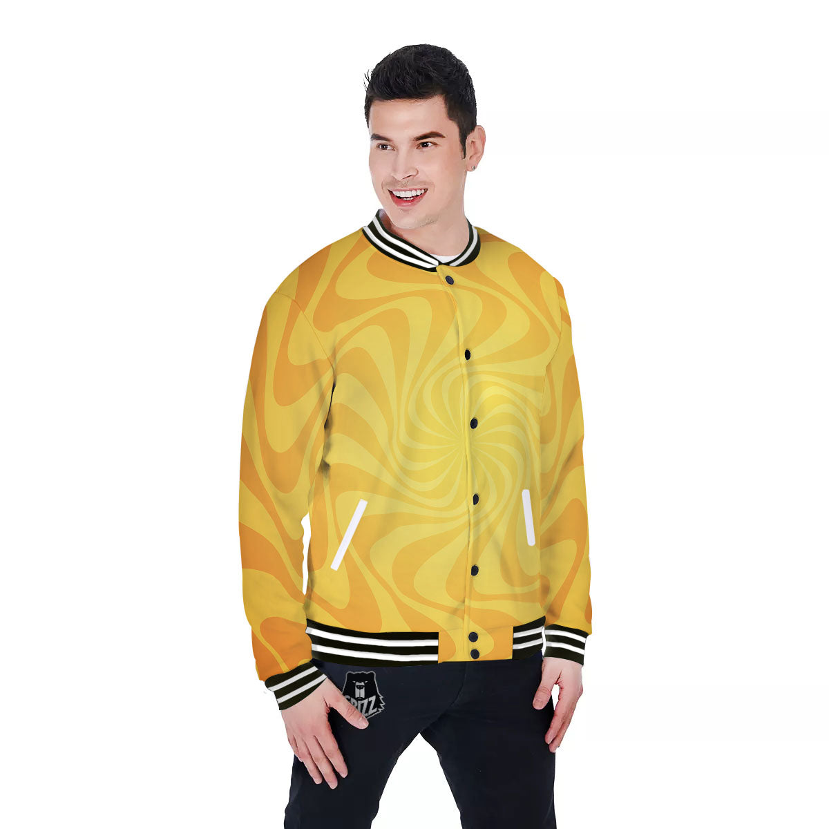 Sun Psychedelic Burning Print Baseball Jacket-grizzshop