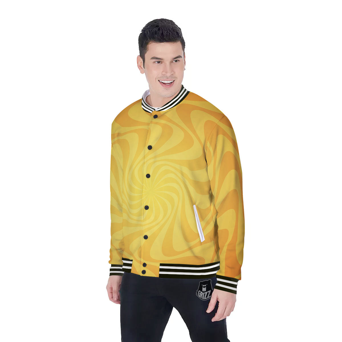 Sun Psychedelic Burning Print Baseball Jacket-grizzshop
