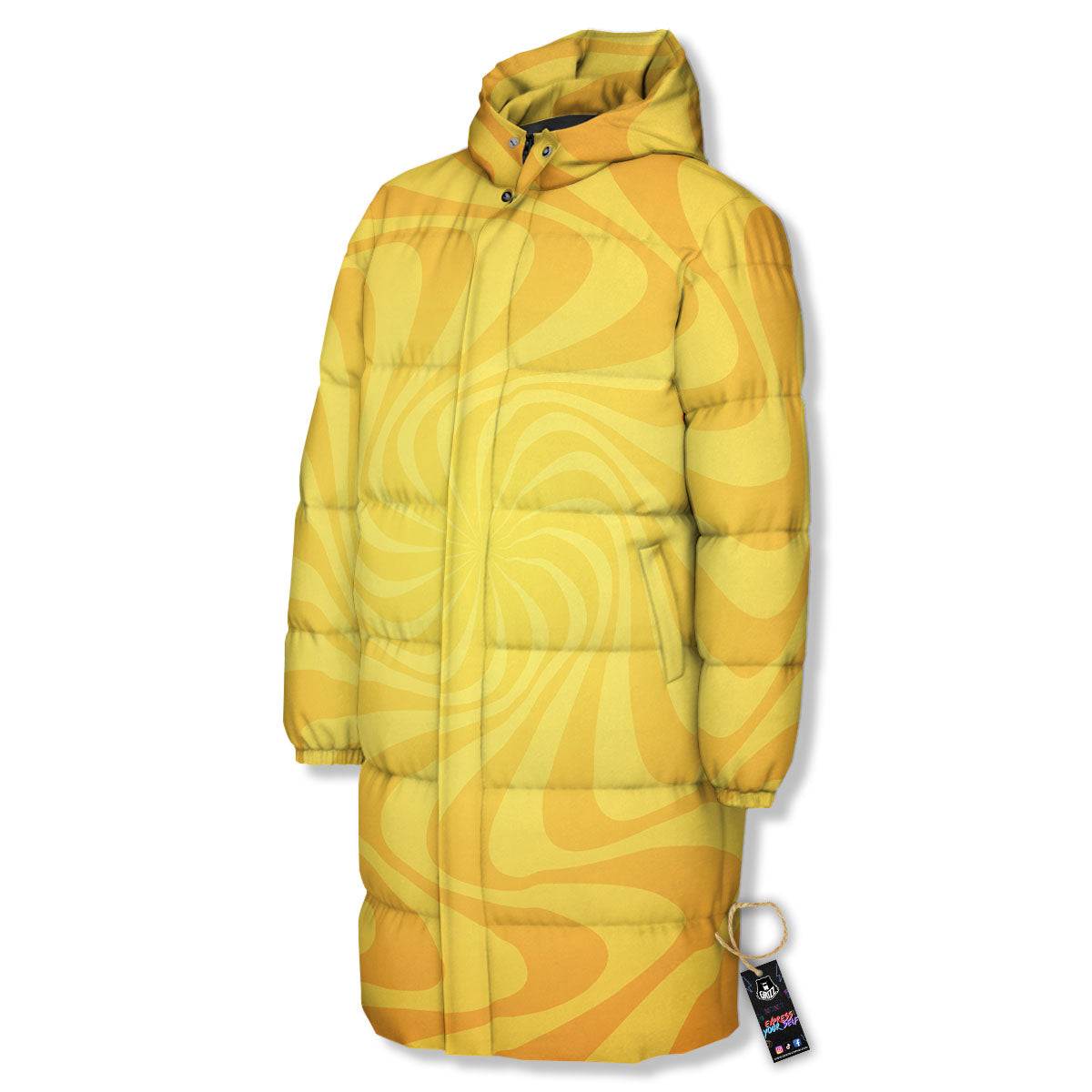 Sun Psychedelic Burning Print Long Down Jacket-grizzshop