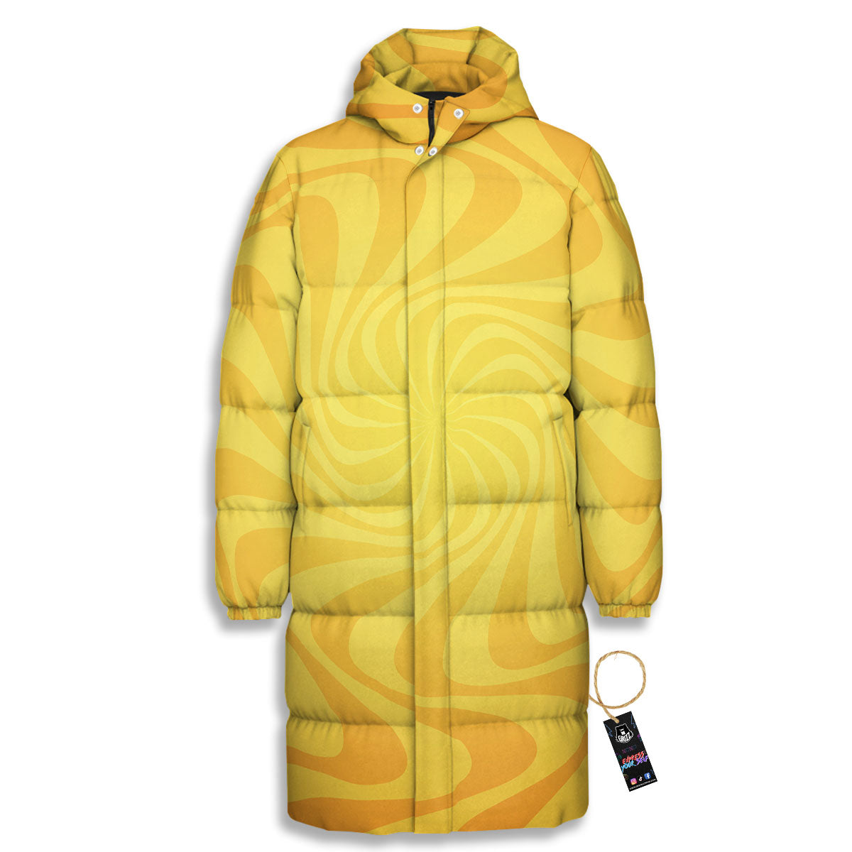 Sun Psychedelic Burning Print Long Down Jacket-grizzshop