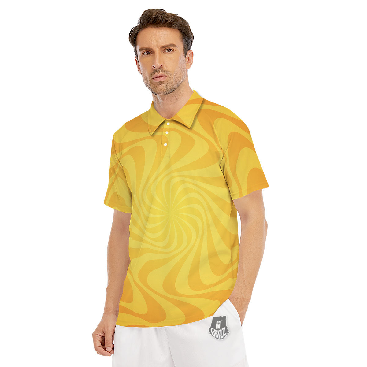 Sun Psychedelic Burning Print Men's Golf Shirts-grizzshop