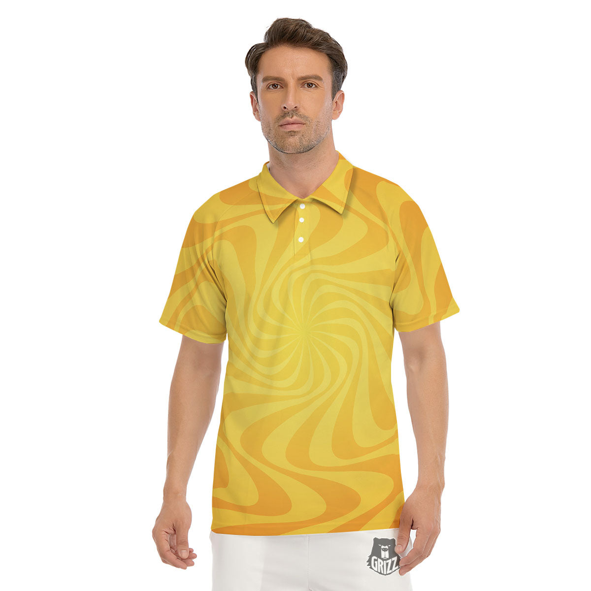 Sun Psychedelic Burning Print Men's Golf Shirts-grizzshop