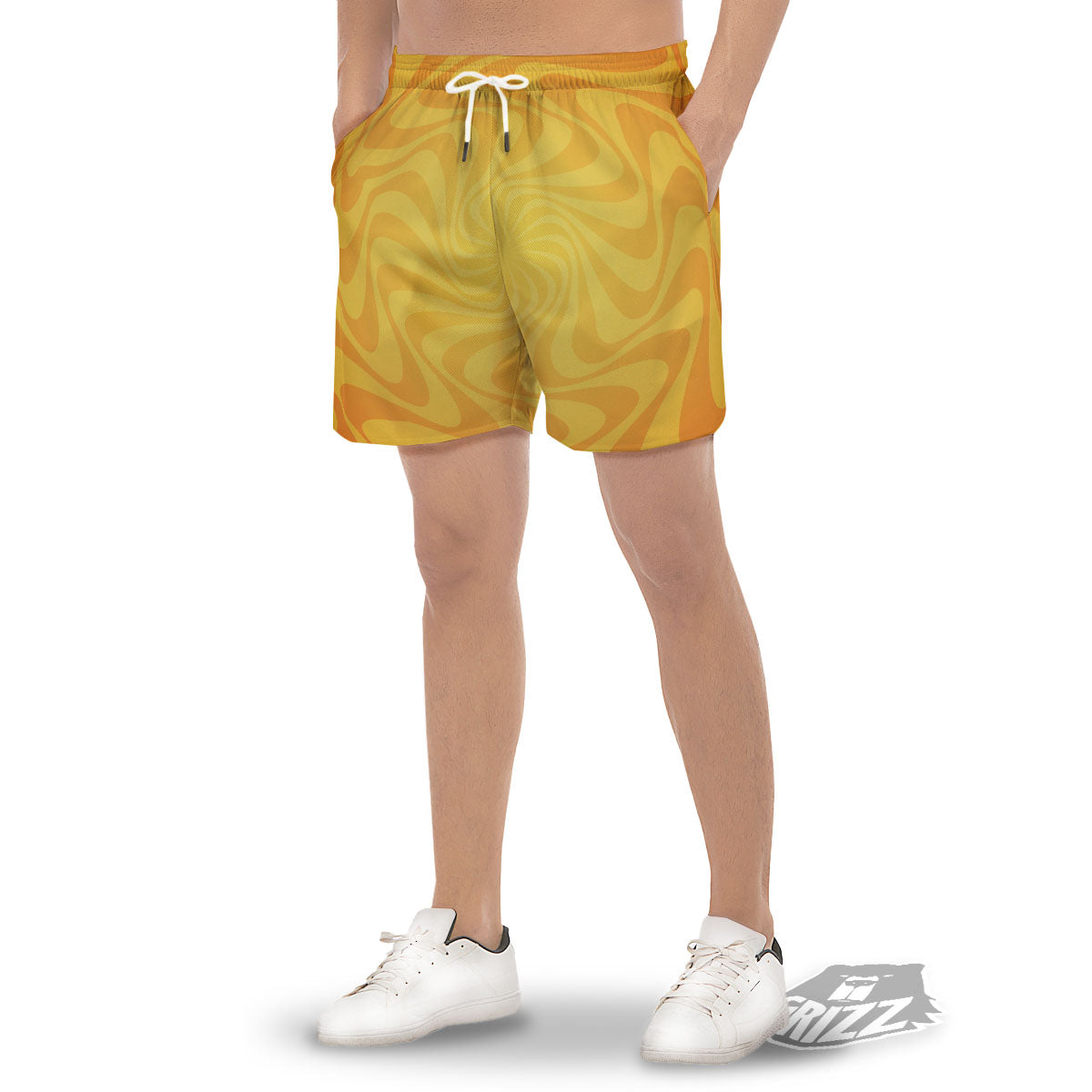 Sun Psychedelic Burning Print Men's Gym Shorts-grizzshop