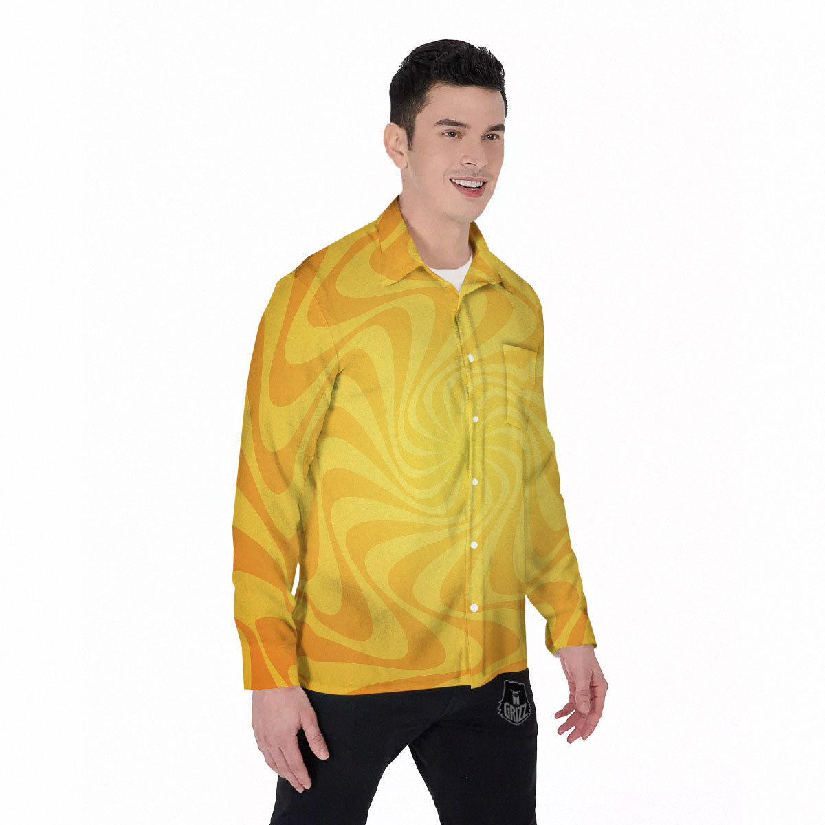 Sun Psychedelic Burning Print Men's Long Sleeve Shirts-grizzshop