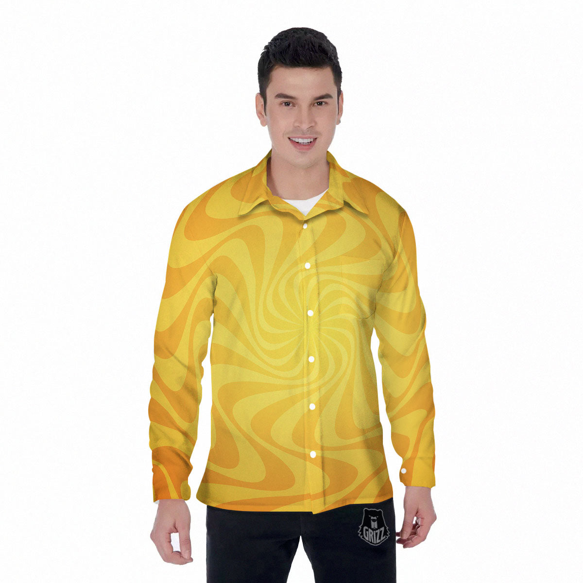 Sun Psychedelic Burning Print Men's Long Sleeve Shirts-grizzshop
