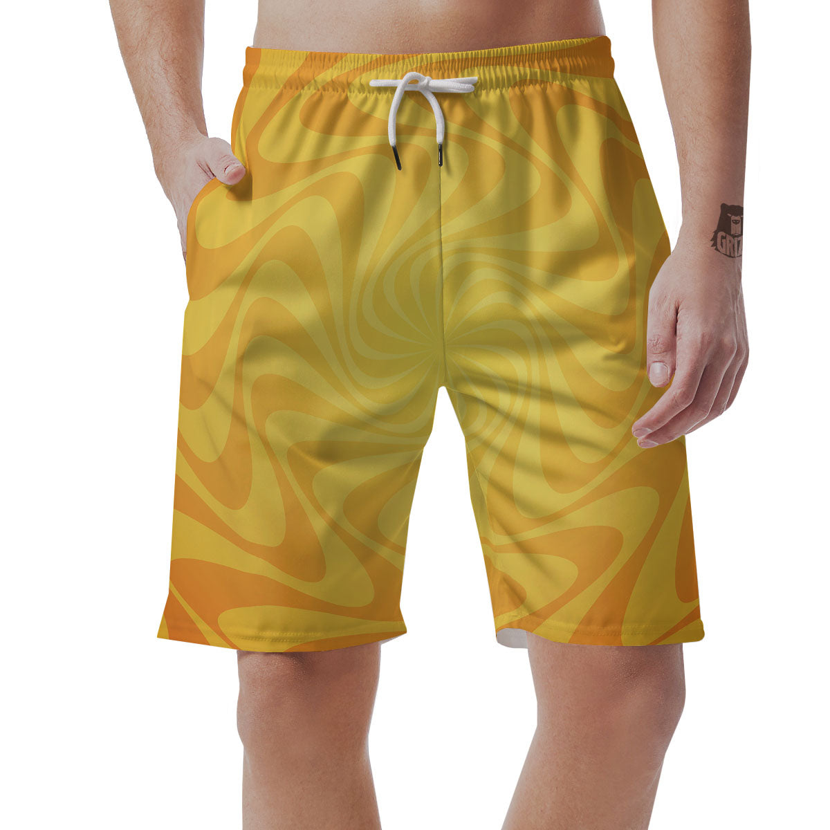 Sun Psychedelic Burning Print Men's Shorts-grizzshop