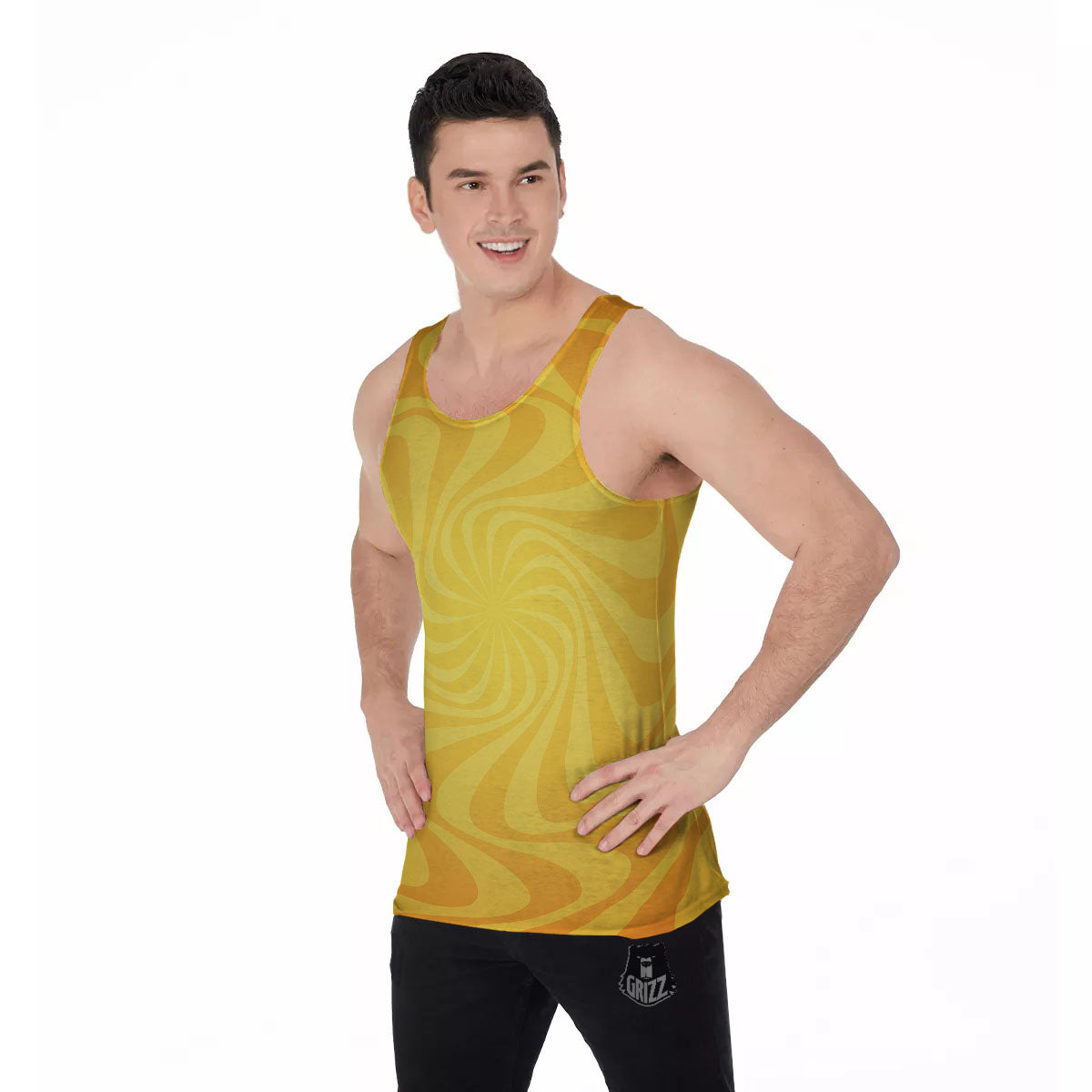 Sun Psychedelic Burning Print Men's Tank Top-grizzshop