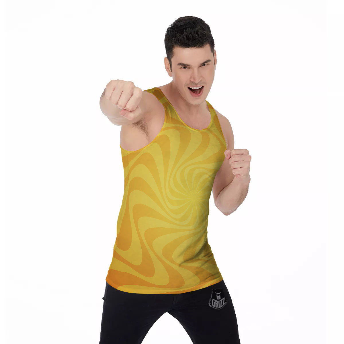 Sun Psychedelic Burning Print Men's Tank Top-grizzshop
