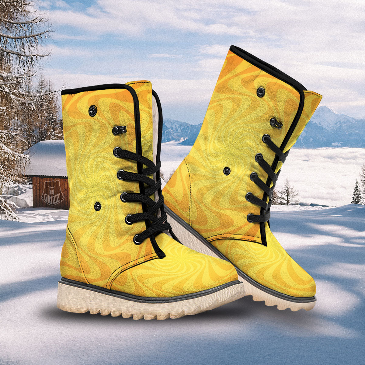 Sun Psychedelic Burning Print Snow Boots-grizzshop
