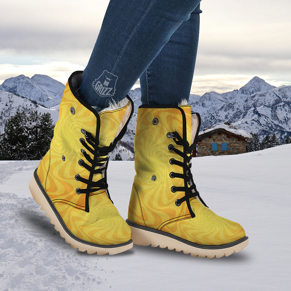 Sun Psychedelic Burning Print Snow Boots-grizzshop