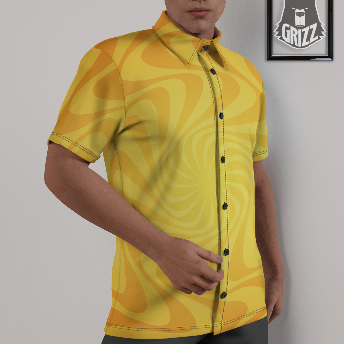 Sun Psychedelic Burning Print Untucked Shirts-grizzshop