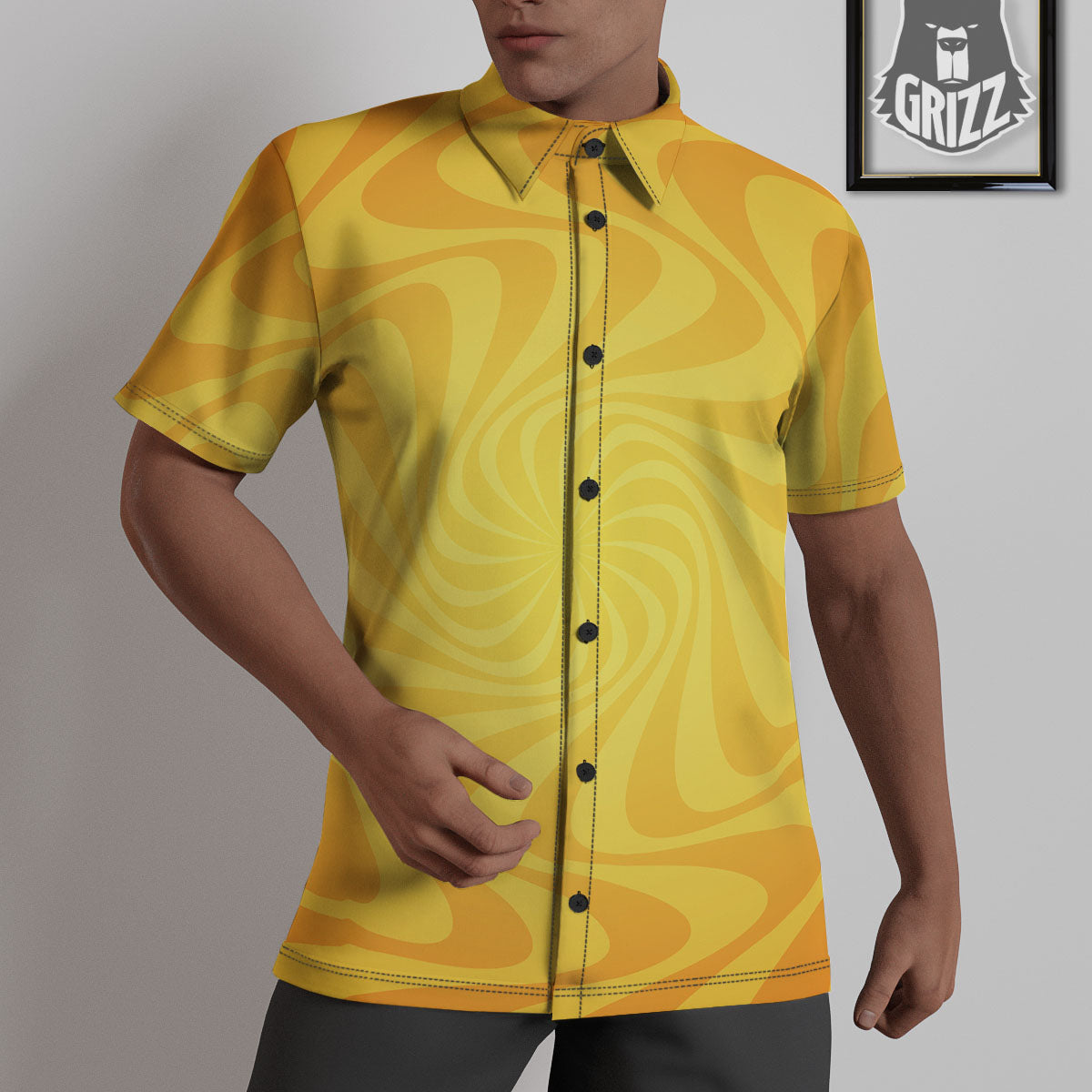 Sun Psychedelic Burning Print Untucked Shirts-grizzshop