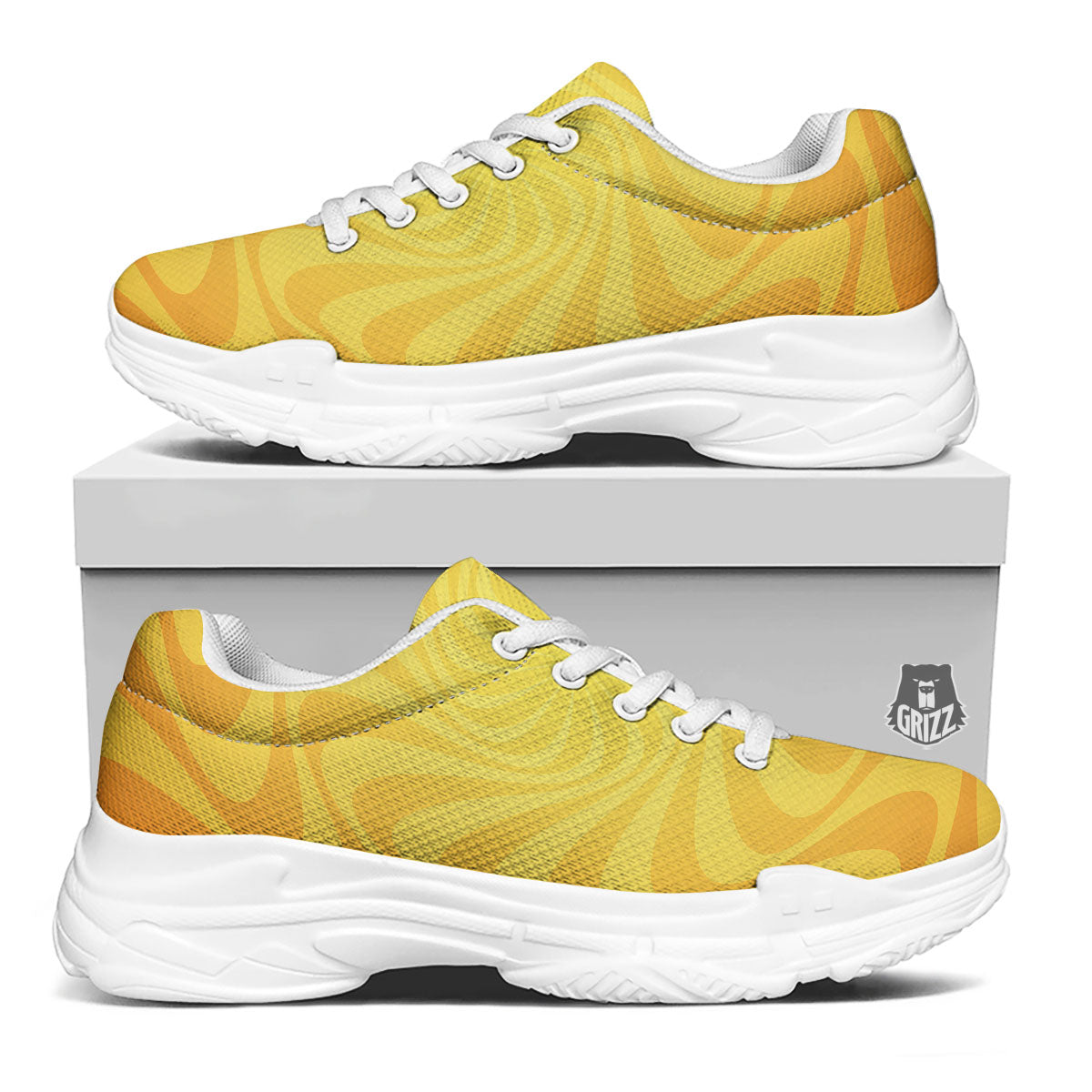 Sun Psychedelic Burning Print White Chunky Shoes-grizzshop