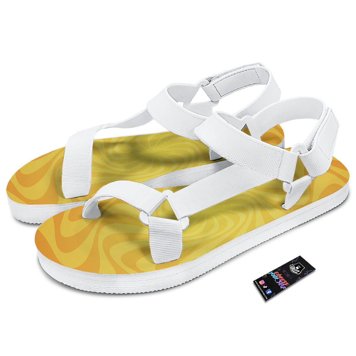 Sun Psychedelic Burning Print White Open Toe Sandals-grizzshop