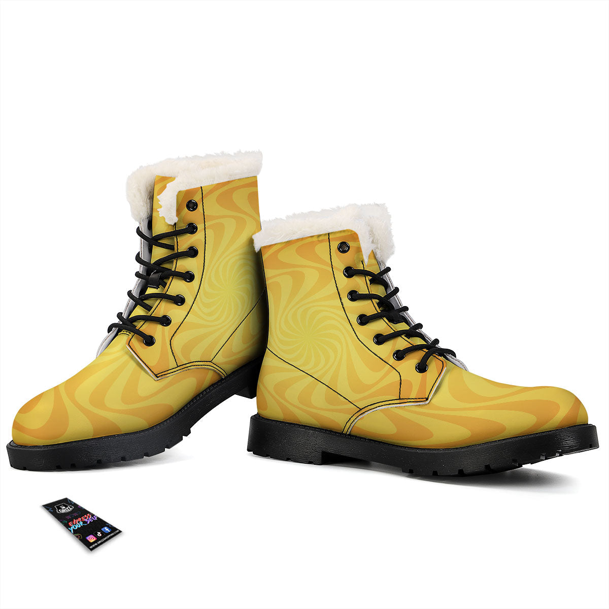 Sun Psychedelic Burning Print Winter Boots-grizzshop