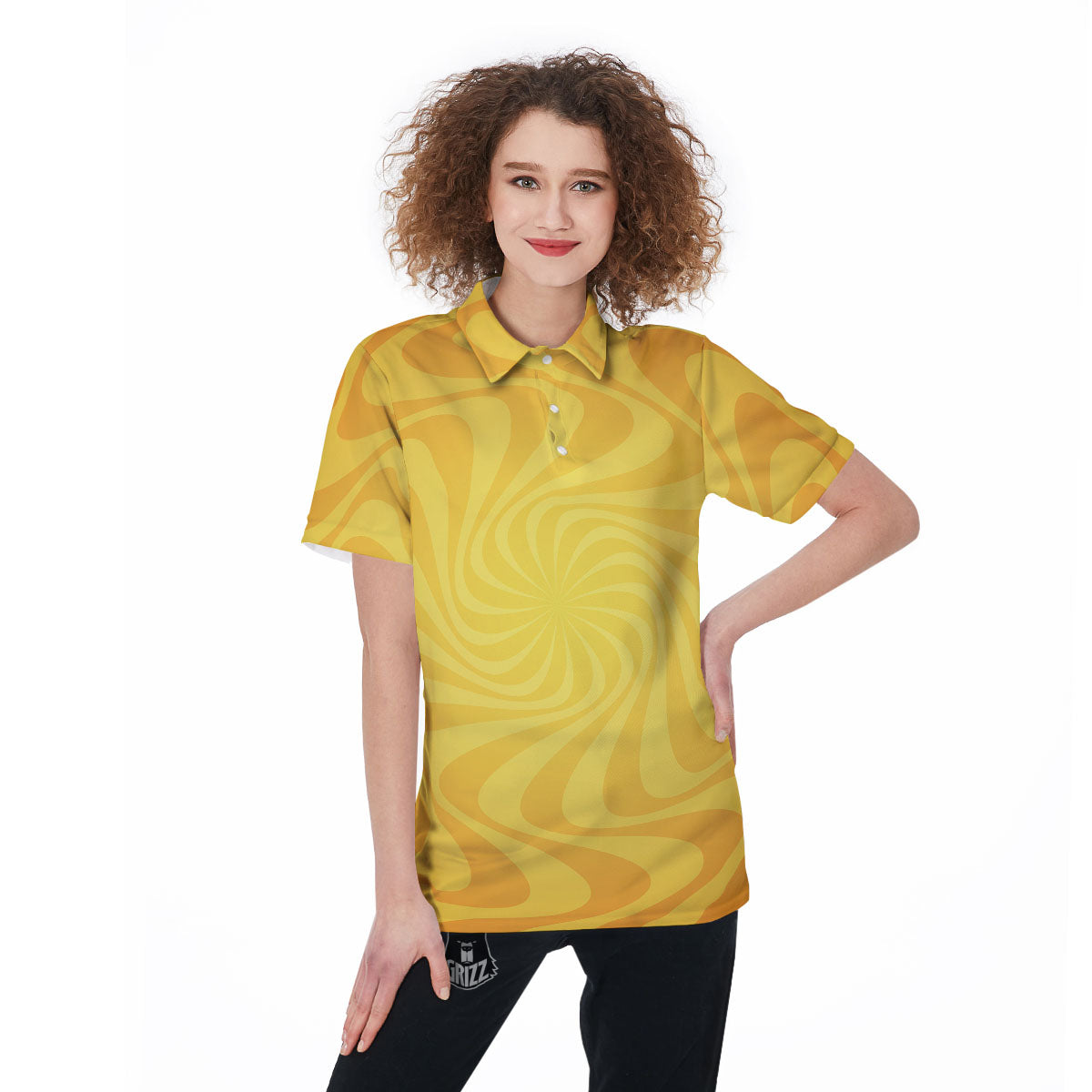 Sun Psychedelic Burning Print Women's Golf Shirts-grizzshop