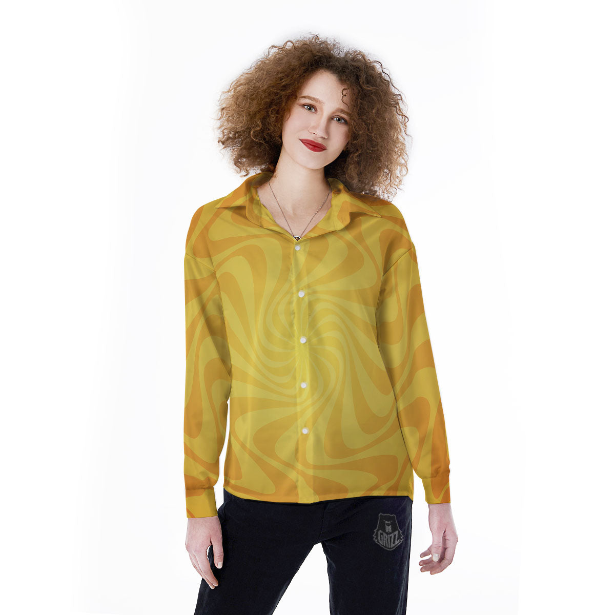 Sun Psychedelic Burning Print Women's Long Sleeve Shirts-grizzshop