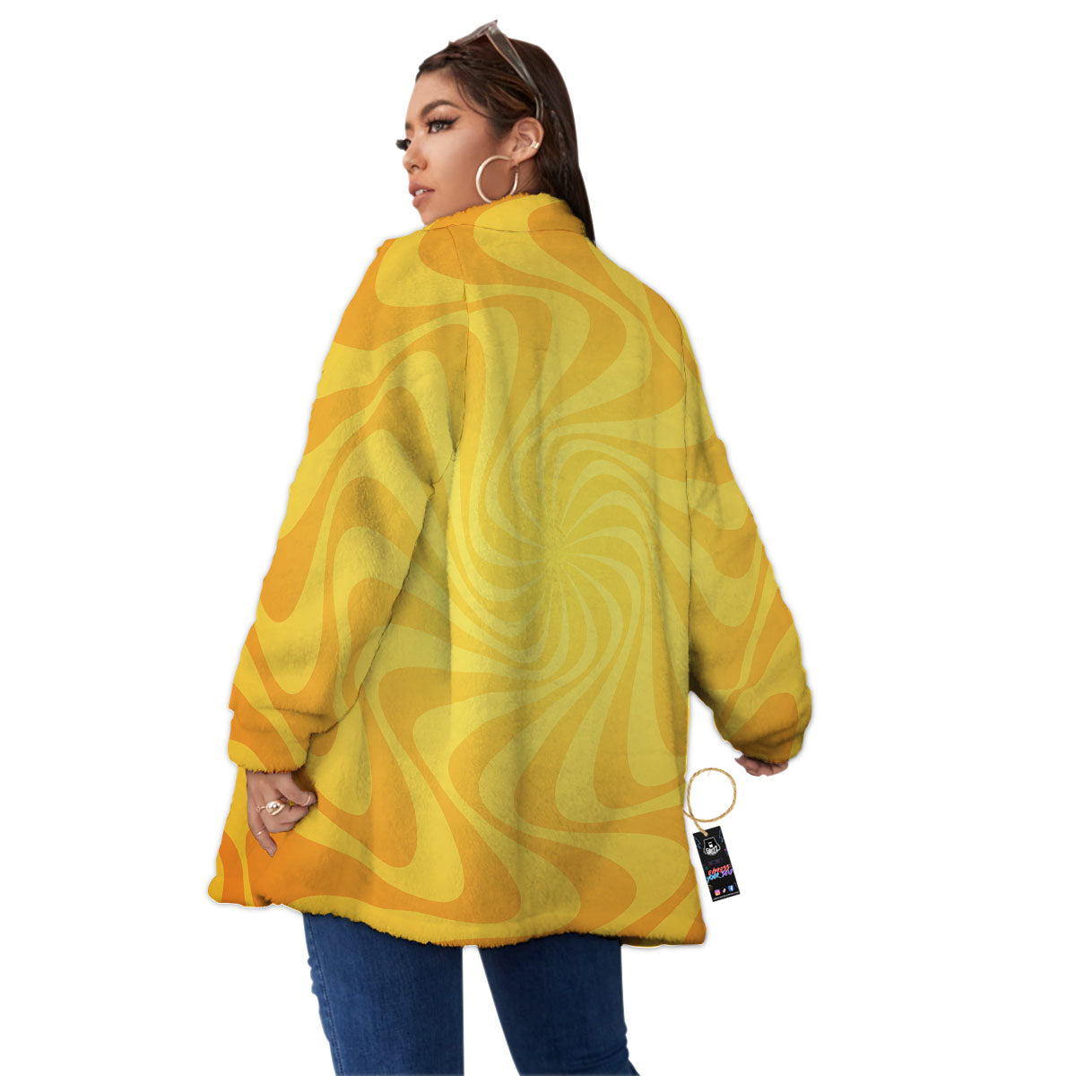 Sun Psychedelic Burning Print Women's Sherpa Jacket-grizzshop