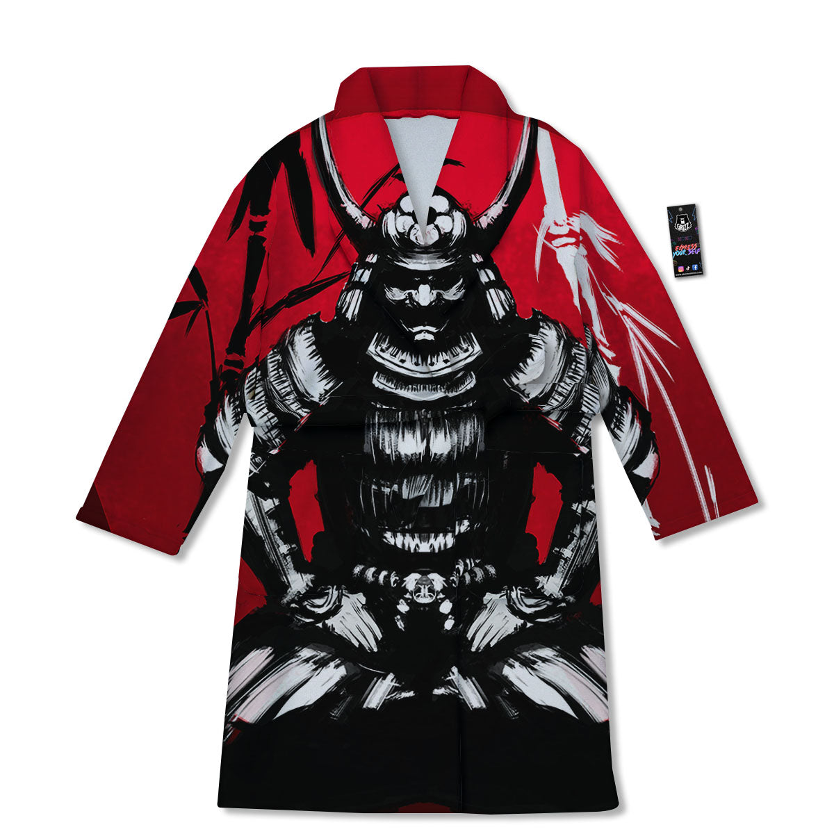 Sun Samurai Red Rising Print Bathrobe-grizzshop