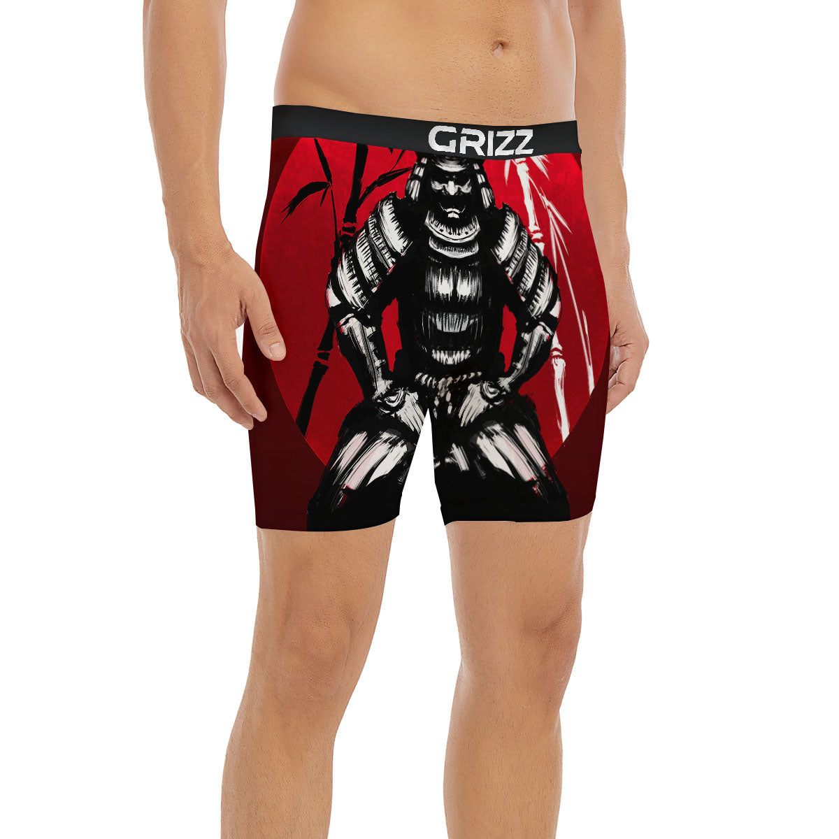 Sun Samurai Red Rising Print Boxer Briefs-grizzshop